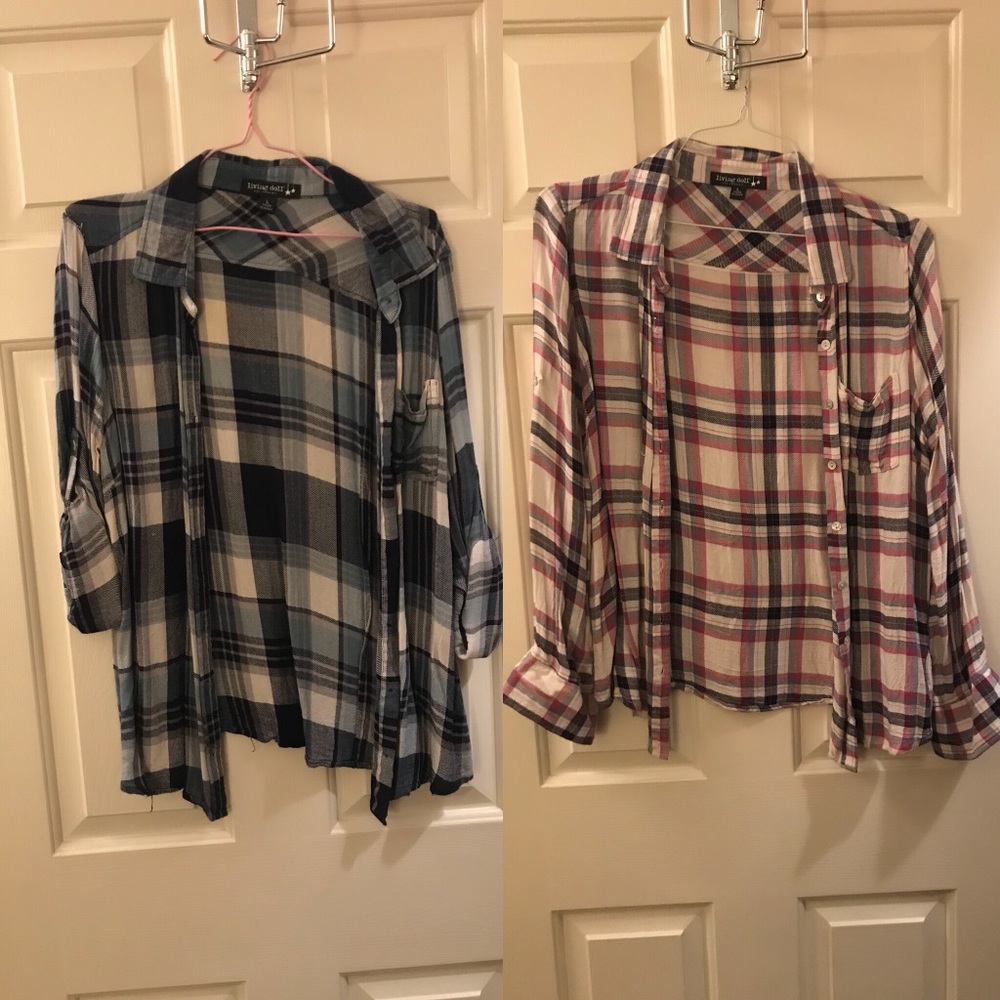 Plaid button up tops